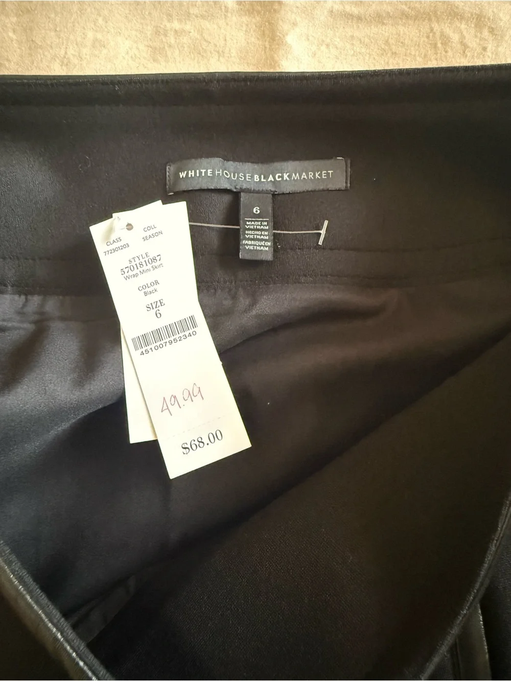 White House Black Market Black Mini Skirt with Faux-Leather Trim - Picture 2 of 3